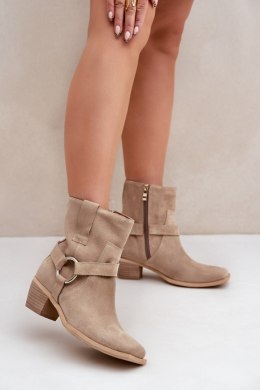 Botki Model Zazoo 3444/2 Light Beige Zamsz - Step in style Step in style