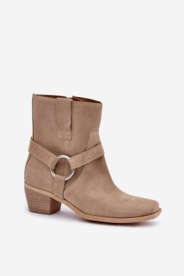 Botki Model Zazoo 3444/2 Light Beige Zamsz - Step in style Step in style