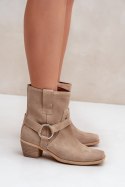 Botki Model Zazoo 3444/2 Light Beige Zamsz - Step in style Step in style Botki Model Zazoo 3444/2 Light Beige Zamsz - Step in style Step in style