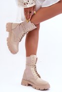Botki Workery Model Marlissa A9513 Beige - Step in style Step in style Botki Workery Model Marlissa A9513 Beige - Step in style Step in style