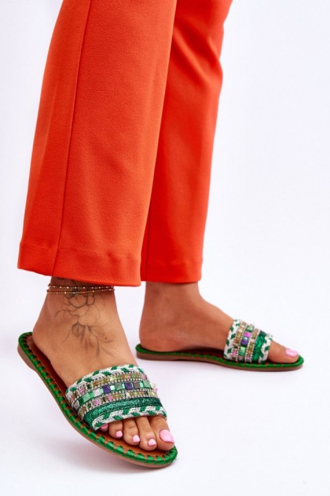 Sandał Klapki Model Bellisa CK270P Green - Step in style Step in style Sandał Klapki Model Bellisa CK270P Green - Step in style Step in style