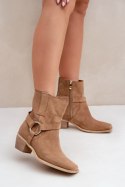 Botki Model Zazoo 3444/2 Beige Zamsz - Step in style Step in style Botki Model Zazoo 3444/2 Beige Zamsz - Step in style Step in style