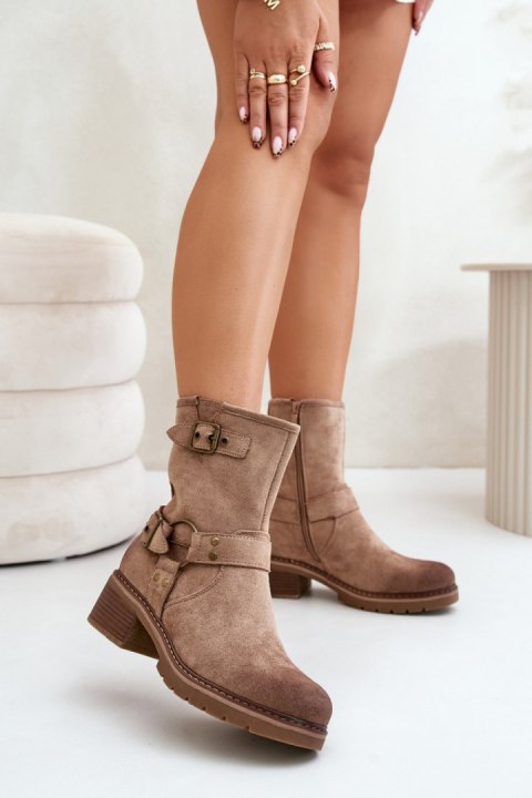 Botki Model Zudra 7280 Dark Beige - Step in style Step in style Botki Model Zudra 7280 Dark Beige - Step in style Step in style
