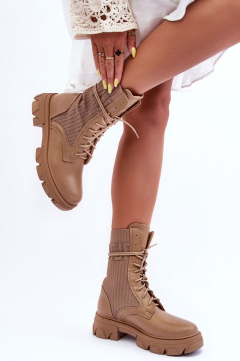 Botki Workery Model Marlissa A9513 Dark Beige - Step in style Step in style Botki Workery Model Marlissa A9513 Dark Beige - Step in style Step in style