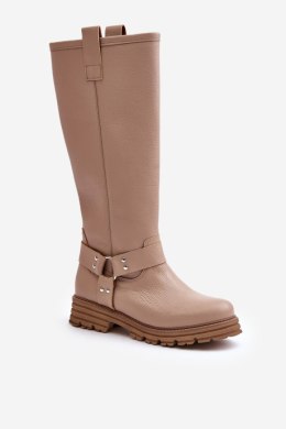 Kozaki Model Lewski 3615 Beige Skóra - Step in style Step in style