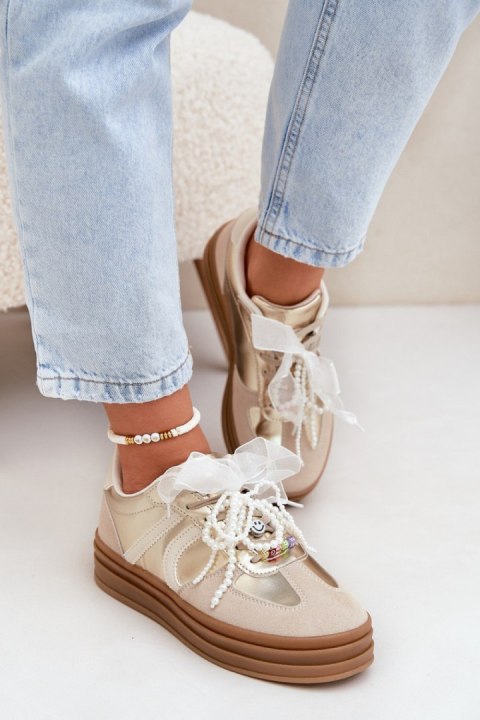 Buty Sportowe Model Vinness C3033 Beige/Gold - Step in style Step in style Buty Sportowe Model Vinness C3033 Beige/Gold - Step in style Step in style