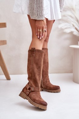 Kozaki Model Lewski 3615 Brown Zamsz - Step in style Step in style