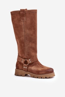 Kozaki Model Lewski 3615 Brown Zamsz - Step in style Step in style