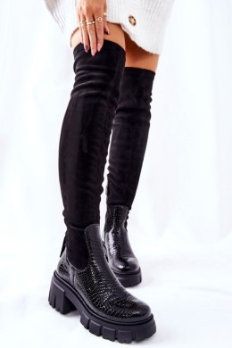 Kozaki Model Maciejka Krokodyl 05260-01 Black - Step in style Step in style