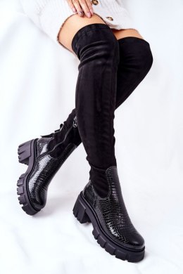 Kozaki Model Maciejka Krokodyl 05260-01 Black - Step in style Step in style