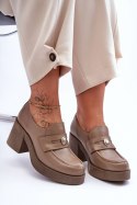 Półbuty Model Dunadia 20148 Dark Beige Skóra - Step in style Step in style