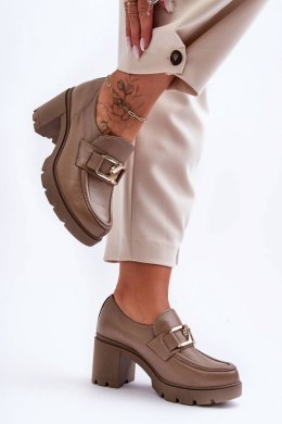 Półbuty Model Harmell 20097 Dark Beige Skóra - Step in style Step in style