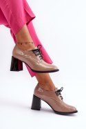 Półbuty Model Nelione 63510 Beige lakier - Step in style Step in style