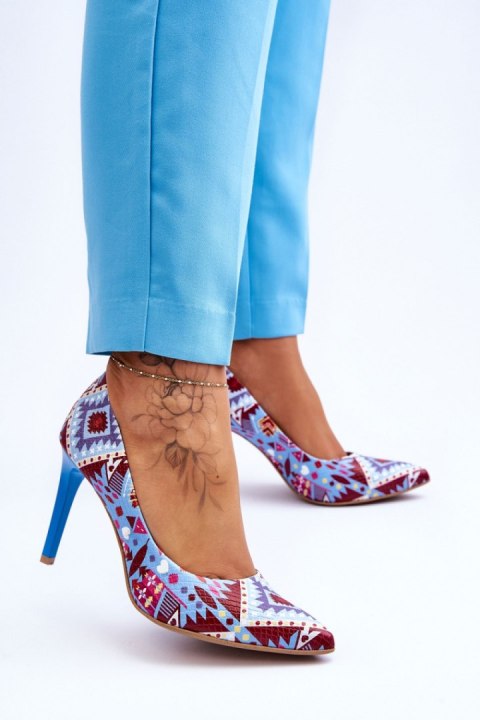Szpilki Model Lewski Shoes 2659 Blue/Red - Step in style Step in style Szpilki Model Lewski Shoes 2659 Blue/Red - Step in style Step in style