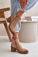 Botki Model Velarilla KE221 Beige - Step in style Step in style Botki Model Velarilla KE221 Beige - Step in style Step in style