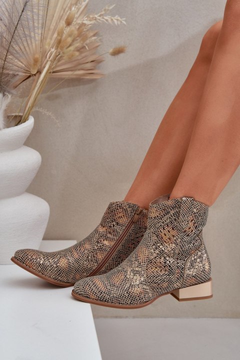Botki Modele Neliawen ASA197-30 Gold/Wzór - Step in style Step in style Botki Modele Neliawen ASA197-30 Gold/Wzór - Step in style Step in style