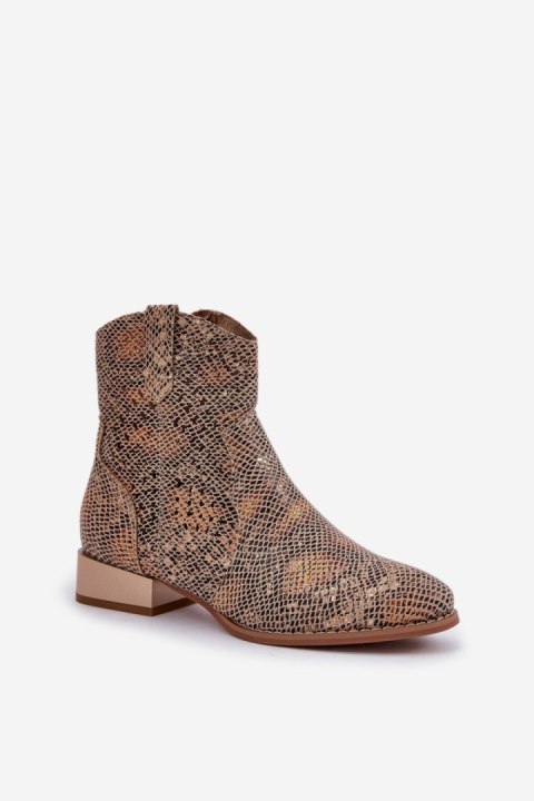 Botki Modele Neliawen ASA197-30 Gold/Wzór - Step in style Step in style Botki Modele Neliawen ASA197-30 Gold/Wzór - Step in style Step in style