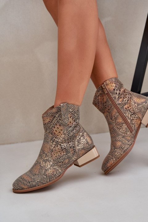Botki Modele Neliawen ASA197-30 Gold/Wzór - Step in style Step in style Botki Modele Neliawen ASA197-30 Gold/Wzór - Step in style Step in style