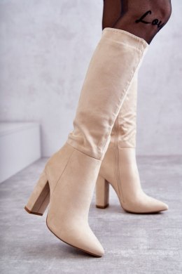 Kozaki Model Tressa NC1299 Beige Zamsz - Step in style Step in style