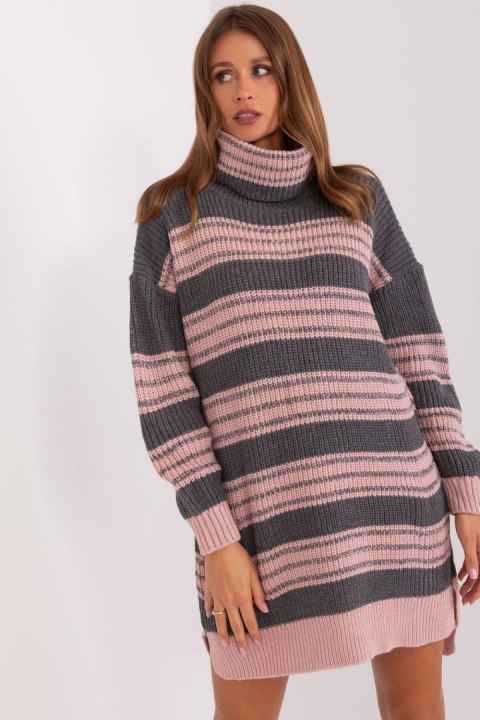 Sukienka Model BA-SK-8007.42P Grey/Pink - Badu Badu Sukienka Model BA-SK-8007.42P Grey/Pink - Badu Badu