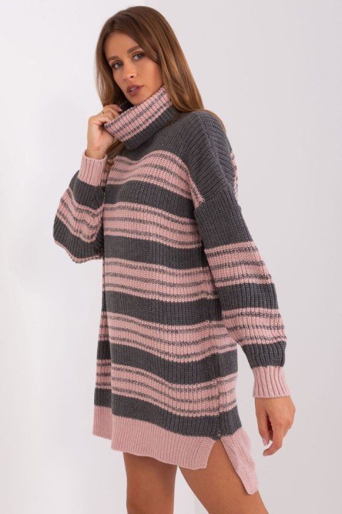 Sukienka Model BA-SK-8007.42P Grey/Pink - Badu Badu Sukienka Model BA-SK-8007.42P Grey/Pink - Badu Badu