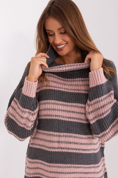Sukienka Model BA-SK-8007.42P Grey/Pink - Badu Badu Sukienka Model BA-SK-8007.42P Grey/Pink - Badu Badu