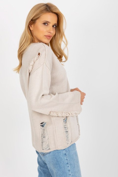 Sweter Damski Model BA-SW-8043.03 Beige - Badu Badu Sweter Damski Model BA-SW-8043.03 Beige - Badu Badu