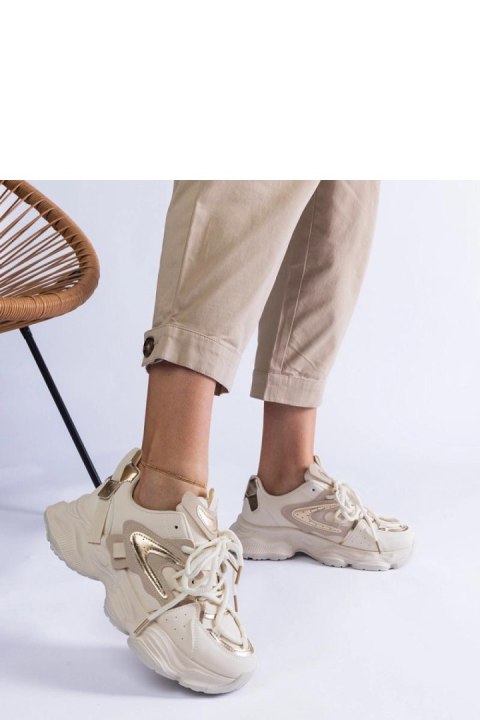 Beżowe sneakersy sportowe damskie na masywnej podeszwie Lien - Solea Solea Beżowe sneakersy sportowe damskie na masywnej podeszwie Lien - Solea Solea