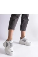 Białe sneakersy damskie z brokatowymi wstawkami Caraballo - Solea Solea Białe sneakersy damskie z brokatowymi wstawkami Caraballo - Solea Solea