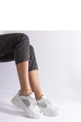 Białe sneakersy damskie z brokatowymi wstawkami Caraballo - Solea Solea