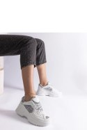 Białe sneakersy damskie z brokatowymi wstawkami Caraballo - Solea Solea Białe sneakersy damskie z brokatowymi wstawkami Caraballo - Solea Solea