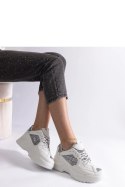 Białe sneakersy damskie z brokatowymi wstawkami Caraballo - Solea Solea Białe sneakersy damskie z brokatowymi wstawkami Caraballo - Solea Solea