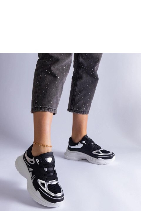 Czarne sneakersy damskie ze srebrnymi wstawkami Gaytan - Solea Solea Czarne sneakersy damskie ze srebrnymi wstawkami Gaytan - Solea Solea