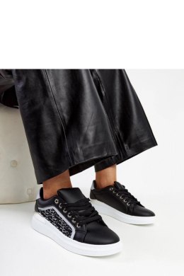 Czarne sneakersy na platformie z brokatem Fekete - Solea Solea