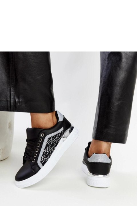 Czarne sneakersy na platformie z brokatem Fekete - Solea Solea Czarne sneakersy na platformie z brokatem Fekete - Solea Solea
