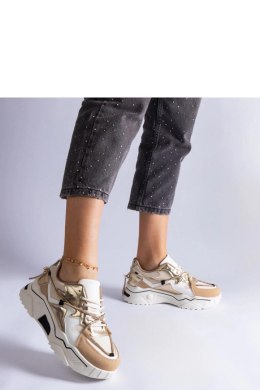 Beżowe sneakersy zdobione cyrkoniowym sznurkiem Valdeza - Solea Solea