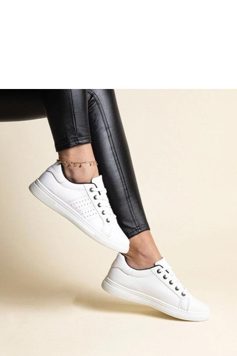 Białe sneakersy eko skóra Cathleen - z czarnym elementem - Solea Solea Białe sneakersy eko skóra Cathleen - z czarnym elementem - Solea Solea