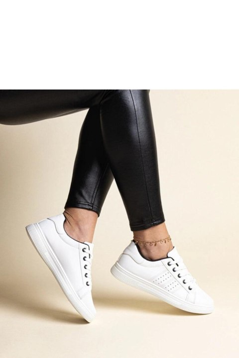 Białe sneakersy eko skóra Cathleen - z czarnym elementem - Solea Solea Białe sneakersy eko skóra Cathleen - z czarnym elementem - Solea Solea