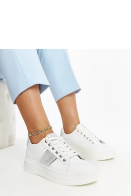 Biało-srebrne sneakersy na grubszej podeszwie Finestra - Solea Solea