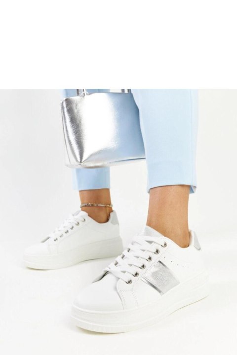 Biało-srebrne sneakersy na grubszej podeszwie Finestra - Solea Solea Biało-srebrne sneakersy na grubszej podeszwie Finestra - Solea Solea