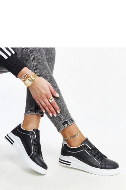 Czarne sneakersy ażurowe z brokatem Zorka - Solea Solea Czarne sneakersy ażurowe z brokatem Zorka - Solea Solea