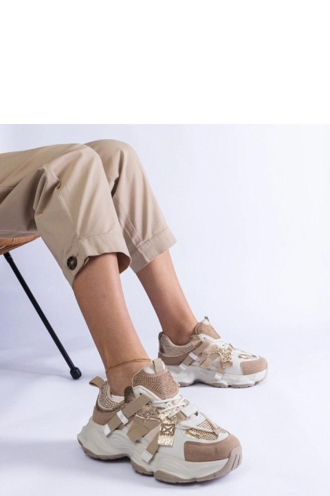 Beżowe sneakersy ze złotymi wstawkami Candra - Solea Solea Beżowe sneakersy ze złotymi wstawkami Candra - Solea Solea