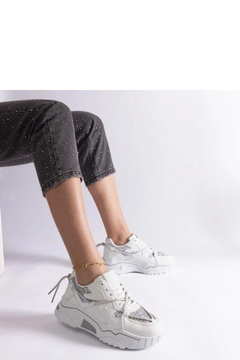 Białe sneakersy damskie z brokatem Agar - Solea Solea Białe sneakersy damskie z brokatem Agar - Solea Solea