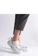 Białe sneakersy damskie z brokatem Agar - Solea Solea Białe sneakersy damskie z brokatem Agar - Solea Solea