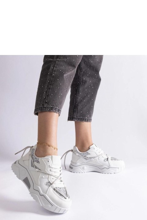 Białe sneakersy damskie z brokatem Agar - Solea Solea Białe sneakersy damskie z brokatem Agar - Solea Solea