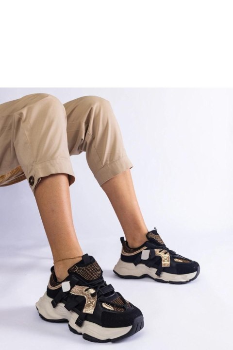 Czarne sneakersy ze złotymi wstawkami Candra - Solea Solea Czarne sneakersy ze złotymi wstawkami Candra - Solea Solea
