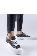 Czarne trampki zdobione monogramem Cavi - Solea Solea Czarne trampki zdobione monogramem Cavi - Solea Solea