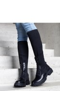 Czarne wsuwane kozaki z materiałową elastyczną cholewką Luana - Solea Solea Czarne wsuwane kozaki z materiałową elastyczną cholewką Luana - Solea Solea