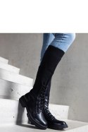 Czarne wsuwane kozaki z materiałową elastyczną cholewką Luana - Solea Solea Czarne wsuwane kozaki z materiałową elastyczną cholewką Luana - Solea Solea