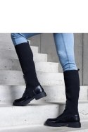 Czarne wsuwane kozaki z materiałową elastyczną cholewką Luana - Solea Solea Czarne wsuwane kozaki z materiałową elastyczną cholewką Luana - Solea Solea
